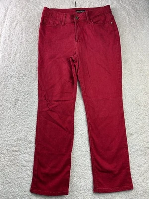 Pantalones de mezclilla para mujer Lee rojos de pierna recta tiro medio talla 10 cortos elásticos Foto 1 de 4