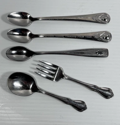 Lot of 5 Stainless Steel Infant & Toddler Spoons & Fork Oneida & The First Years - Image 1 of 4