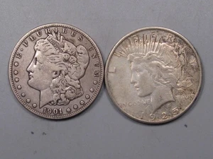 2 dólares de plata de Estados Unidos: Morgan 1901-o y paz de 1925.  #3 - Imagen 1 de 7