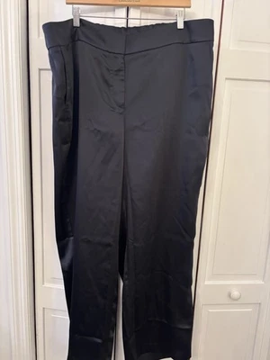 Pantalones para mujer nuevos sin etiquetas - TALBOTS - azul marino satinado pierna ancha fiesta de vacaciones 18 W Foto 1 de 2