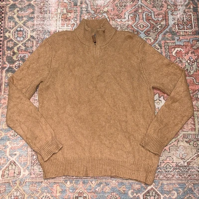 Ralph Lauren Polo Suéter Para Hombres XL 1/4 Cremallera Suéter Lana Angora Cabello de Conejo Beige Foto 1 de 4