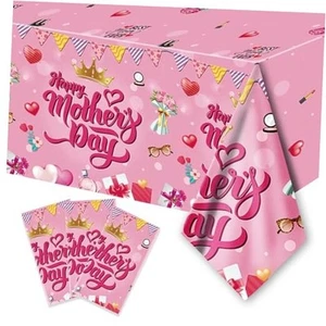 3PCS Mothers Day Tablecloth Disposable - 108" × 54", Happy Mothers Day Table - Picture 1 of 8