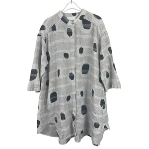 NOEN Linen Dot Tunic Top Lagenlook Nordic Art To Wear Artsy Flax Size 8 - Imagen 1 de 11