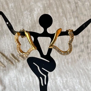 avon sp goldfarbene Ohrstecker offenes Herz Strass - Bild 1 von 4