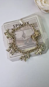 Vintage Sphinx gold tone Dog charm Bracelet NEW - Picture 1 of 11
