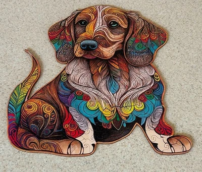 MULTI COLOR DOG Wooden Puzzle (Crafthub) -- 180 Pieces -- Complete - Image 1 of 3