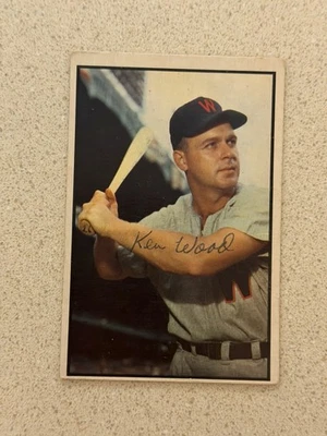 1953 Bowman Color - Ken Wood #109 Signed Autographed - Image 1 of 2