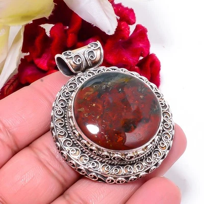 Piedra de sangre / Heliotropo - África Bellas Artes Colgante de plata de ley 925 1,95 Sku30 Foto 1 de 4