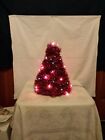 Christmas tree handmade red garland tinsel lighted vintage 16in. tall 12in. wide