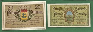 02 168 Notgeld Tondern Dänemark 20+50 Pfg., 10.2.1920, Nummern von beiden Schein - Bild 1 von 2