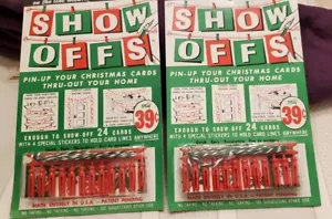 2 colgadores de tarjetas de Navidad mini pinza de colección nuevos en paquete años 60 NOS MCM - Imagen 1 de 7