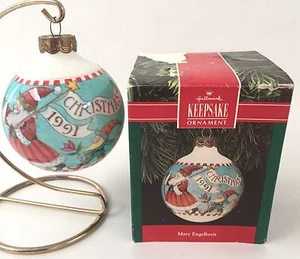 Mary Engelbreit Xmas 1991 Glass Ball Ornament Vtg in Box Santa Claus Keepsake - Picture 1 of 9