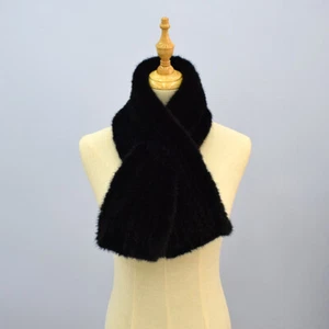 Men's Real Mink Fur Scarf Winter Warm Neckerchief Muffler Black Brown - Picture 1 of 19