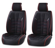 Universal front black leather & fabric seat covers car van motorhome bus mpv