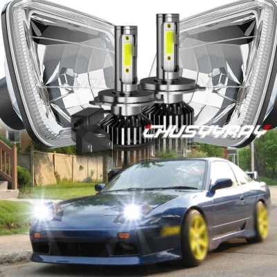Faros de vidrio con haz sellado cuadrado de 7" para Nissan 240SX 1989-1994 bombillas H4 EE. UU. Foto 1 de 4