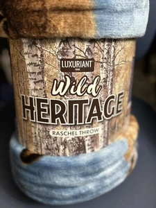 Manta de lanzamiento raschel Wild Heritage 4 ciervos salvajes 60""x80"" súper suave - Imagen 1 de 4