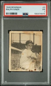 1948 Bowman #3 Ralph Kiner PSA 1 Pittsburgh Pirates HOF - Picture 1 of 3
