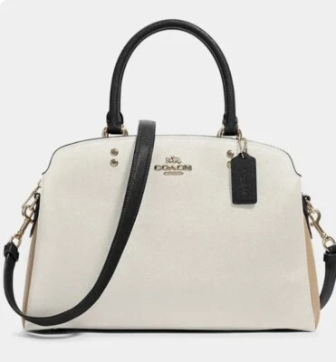 Bolso de mano COACH Lillie Color Block cuero tiza tostado negro 91162 Foto 1 de 4