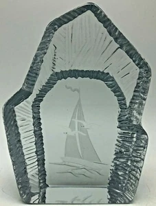 Strombergshyttan Pisapapeles Velero Figura Suecia Cristal Escandinavo Iceberg - Imagen 1 de 10