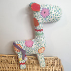 Mamas & and Papas Floral Checked Fabric Giraffe Soft Toy Plush Rattle