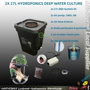 2 Set Hydroponic 27L Bucket DWC System Deep Water Culture Aqua Root Grow Pot Kit - Picture 1 of 1