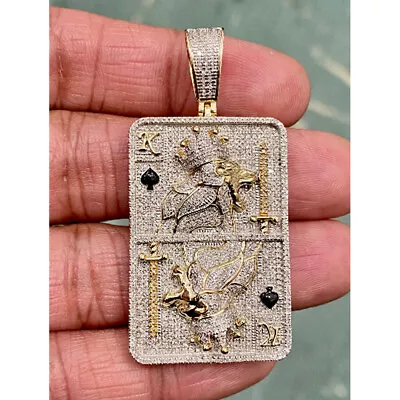 10k Yellow Gold Diamond King Lion 3D Card Poker Pendant/ Men's Play-Card Pendant - Image 1 of 4