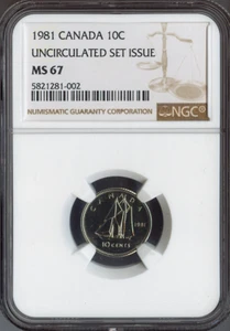 1981 Canada 10 Cents 10C NGC MS67 - Quality - Picture 1 of 2