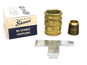 NOS! SHERMAN RE-USABLE COUPLING #266 FOR 3/4" I.D. HOSE, REPAIR PLASTIC HOSE - Picture 1 of 7
