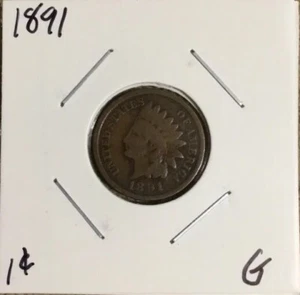 US 1891 Indian Head Cent Penny 1c Coin Fine - Picture 1 of 8
