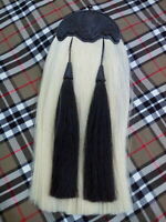 New Piper kilt Sporran Black Horse Hair Antique Cantle with 3 White Hair Tassles 
