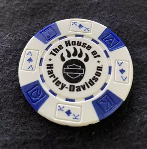 Anchorage, Alaska House Of Harley Davidson Poker Chip / White & Blue - Picture 1 of 3