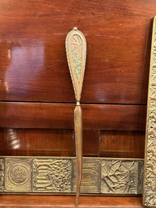 Antiker Tiffany Studios NY Bronze Perlen Brieföffner GRAPEVINE grünes Glas - Bild 1 von 14