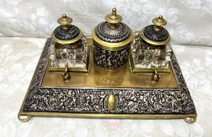 Ameise Messing & Versilbert Tintenständer mit 2 Tintenfächern & 2 Stifthaltern - Bild 1 von 23