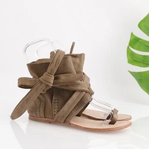 Free People Delaney Damen-Stiefelsandale Größe 38 8 taupe Zehenschlaufe Knöchelschnürung - Bild 1 von 18