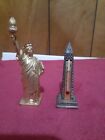  cast metal Washington Monument souvenir thermometer 3.5" And Statue Of Liberty