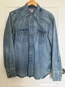 Levi's Vintage Clothing LVC Distressed Denim SAWTOOTH Western COWBOY Shirt Sz-M - Picture 1 of 4