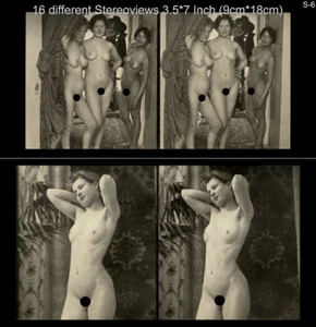 16 Akt Stereofotos klassik Nude Paris 1910 Lot 6 Stereoviews France nackt - Picture 1 of 1
