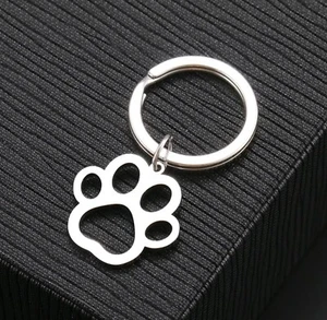 Schlüsselanhänger silber Hund Katze Pfote Geschenk Legierung Metall Zubehör Ihn Ihre Tiere - Bild 1 von 4