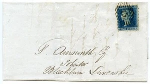 1855 2d placa azul 4 Perf 14 en cubierta de Londres a Blackburn. - Imagen 1 de 2