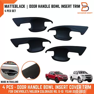 MATTE BLACK DOOR HANDLE COVER INSERT BOWL TRIM FOR HOLDEN COLORADO UTE RG 12-23 - Picture 1 of 8