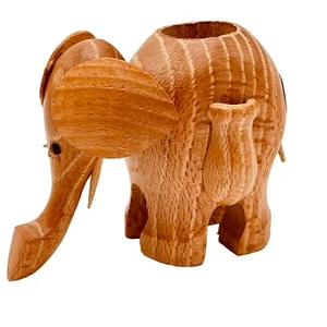 VINTAGE PAPEL- HOLZ ELEFANT ZAHNSTOCHER HALTER HANDARBEIT HOLZ MCM mit Stoßzahn - Bild 1 von 18