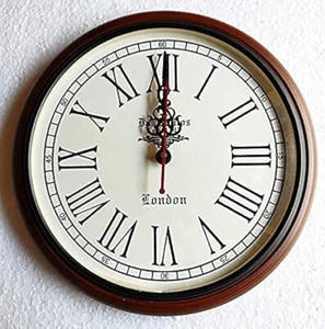 Nautical Wall Clock , 14 Inch Diameter, Roman Numerals, Handmade - Painted Wood - Picture 1 of 4