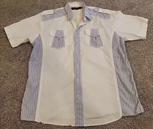 COOGI XL Mens White Striped Button Down Shirt Collared Cotton Embroidery Y2K 90s - Picture 1 of 23