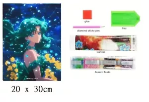 Sailor Moon Princess NEPTUNE Michiru 20x30cm SQUARE DIAMOND ART GEM Painting Kit - Picture 1 of 4