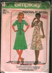 7974 Vintage Simplicity SEWING Pattern Misses Bias Dress Unlined Jacket 10 12 - Picture 1 of 2