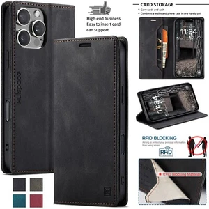 Para iPhone 16 15 14 13 12 11 Pro Max Teléfono Estuche Portatarjetas Billetera Cuero Cubierta - Imagen 1 de 57