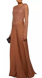 £4.000,00 NUOVO ABITO MAXI ABITO DA SERA NINA RICCI FRANCE 38FR, 6US MARRONE PIZZO MARRONE CHIARO - Foto 1 di 11