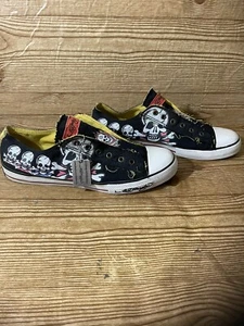 Vintage Y2K Don Ed Hardy Damen High Top Schnürsenkel Schädel Slipper Schuhe Größe 12 - Bild 1 von 6
