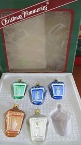CHRISTMAS TRIMMERIES~BRADFORD~Set of 5 HAND DECORATED LANTERN GLASS ORNAMENTS - Picture 1 of 5