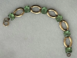 Vintage Schmuck 12K Gold gefüllt Armband Smaragdschliff Peridot 6 Zoll ISTZUSTAND - Bild 1 von 6